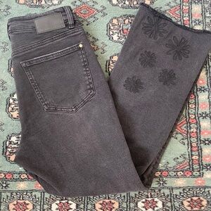 Desigual embroidered daisy crop flare jeans